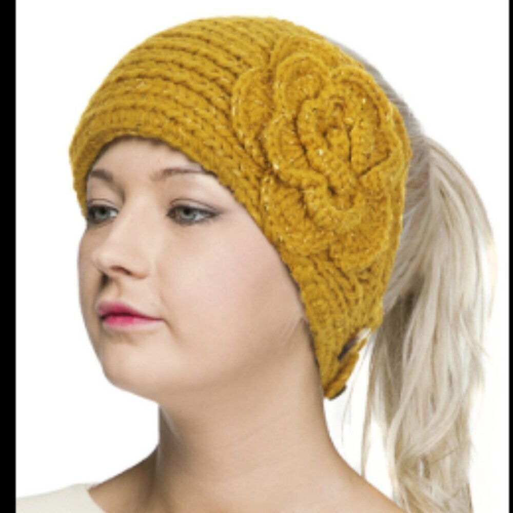 Knitted Sparkle Mustard Winter Headband CC Exclusives